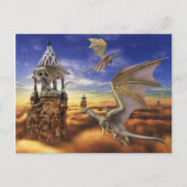 Flying Dragon Fantasy Landscape Sky Briefkaart (Voorkant)
