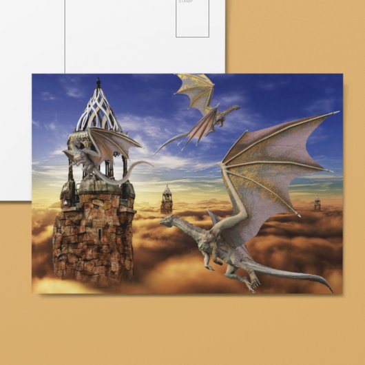 Flying Dragon Fantasy Landscape Sky Briefkaart