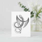 Flying Dragon in dark gray and white Briefkaart (Staand voorkant)