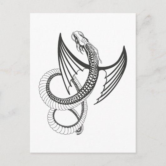 Flying Dragon in dark gray and white Briefkaart (Voorkant)