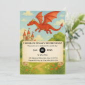 Flying Dragon Over Enchanted Forest Birthday Kaart (Staand voorkant)