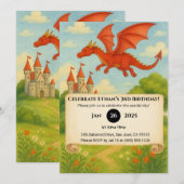 Flying Dragon Over Enchanted Forest Birthday Kaart (Voorkant / Achterkant)