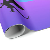 Flying Dragon Silhouette Paarse Blauw Cadeaupapier (Rol Hoek)