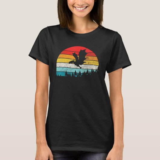  Flying Dragon Sunset Retro Dragon Fantasy T-shirt (Voorkant)