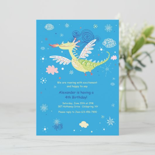 Flying Dragon-uitnodiging Kaart (Staand voorkant)