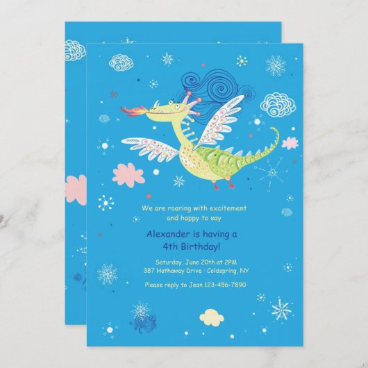 Flying Dragon-uitnodiging Kaart (Voorkant / Achterkant)