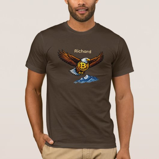 Flying Eagle Bitcoin Trader T-Shirt Custom Name (Voorkant)