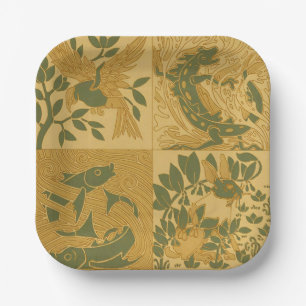 Flying Eagle, Hagedis, Konijn, Zwemmen Vis Art Nou Papieren Bordje