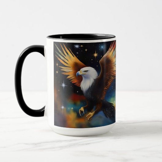 Flying Eagle kleurrijke kosmische kunst, Mok (Links)