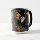 Flying Eagle kleurrijke kosmische kunst, Mok (Voorkant rechts)
