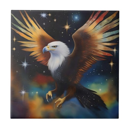 Flying Eagle kleurrijke kosmische kunst, Tegeltje (Voorkant)
