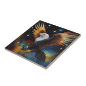 Flying Eagle kleurrijke kosmische kunst, Tegeltje (Zijkant)