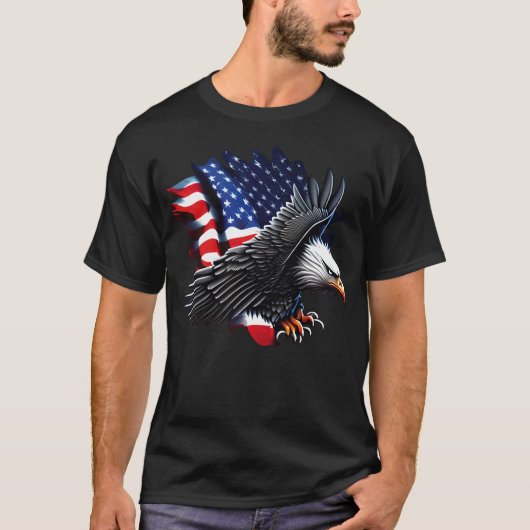 Flying Eagle T-Shirt – Bold American Flag Art for (Voorkant)