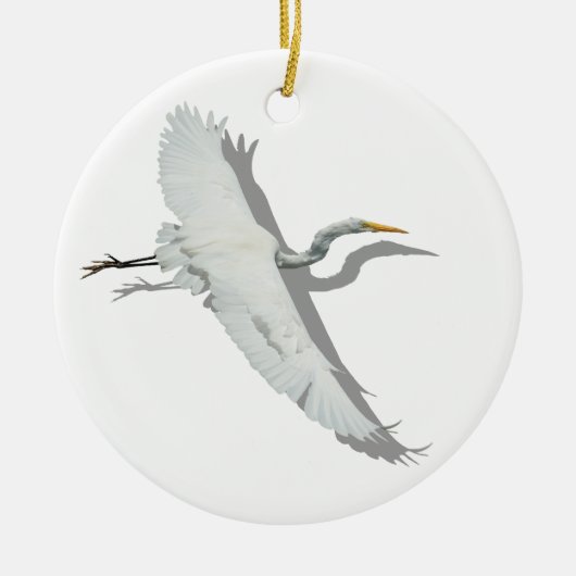 Flying Egret Keramisch Ornament (Voorkant)