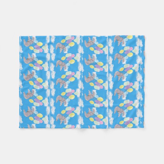 Flying Elephant Cute Fleece Deken (Voorkant (Horizontaal))