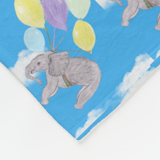 Flying Elephant Cute  Fleece Deken (Hoek)