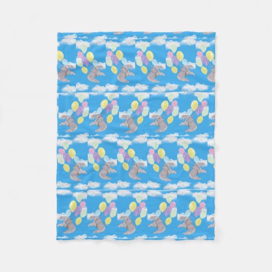 Flying Elephant Cute Fleece Deken (Voorkant)