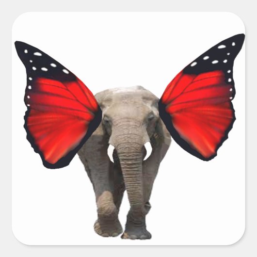 Flying Elephant Envelope Seals Vierkante Sticker (Voorkant)