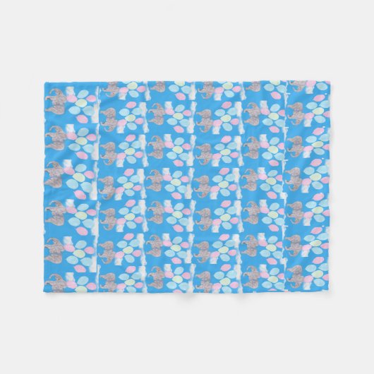 Flying Elephant  Fleece Deken (Voorkant (Horizontaal))