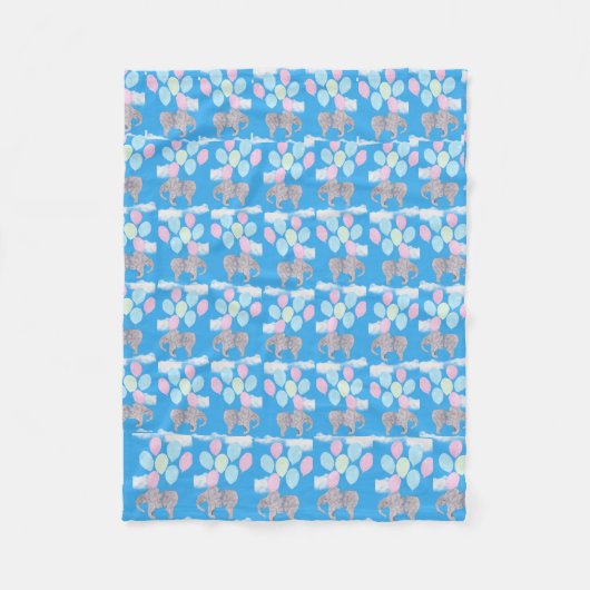 Flying Elephant  Fleece Deken (Voorkant)