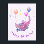Flying Elephant Funny Birthday Kaart<br><div class="desc">Happy Birthday Kaarten met Schattigee Sterrenolifant Vliegen met kleurrijke ballonnen - Funny Animals Cartoon Schilderen - Kies / Voeg je unieke tekst / naam / kleur - Maak je speciale verjaardagsgeschenk - Formaat wijzigen en verplaatsen of verwijderen en voeg Kaarten / tekst toe met aanpassingstool! Schilderen en ontwerpen door MIGNED....</div>