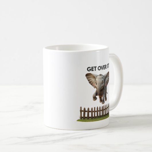 Flying Elephant Mug – Get Over It Koffiemok (Voorkant rechts)