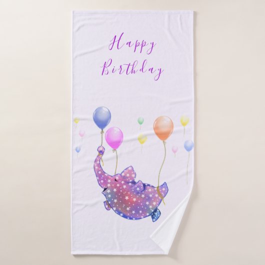 Flying Elephant Verjaardag Badhanddoek (Badhanddoek)