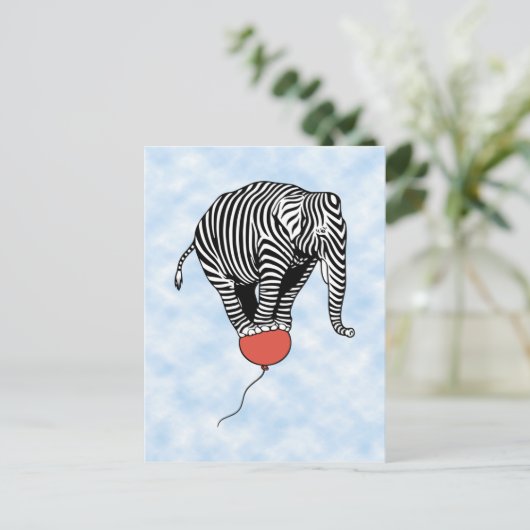 FLying Elephant Zebra Briefkaart (Staand voorkant)