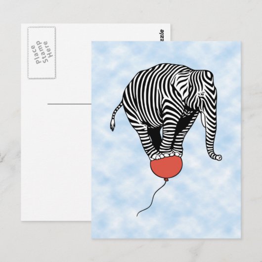 FLying Elephant Zebra Briefkaart (Voorkant / Achterkant)