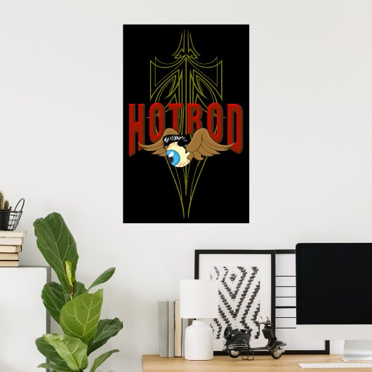 Flying Eyeball Hot Rod Poster (Thuiskantoor)