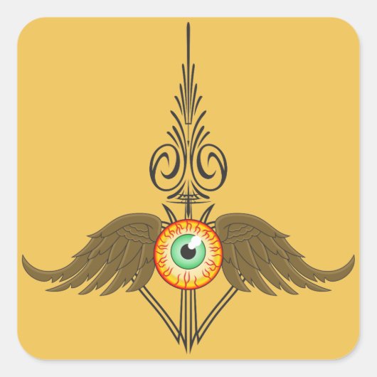 Flying Eyeball Pinstripe Vierkante Sticker (Voorkant)