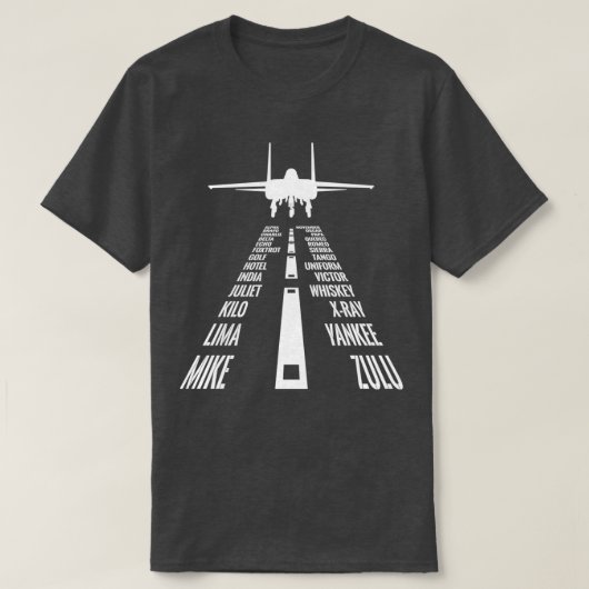 Flying F15 Eagle Pilot Landing Phonetic Alphabet R T-shirt (Design voorkant)