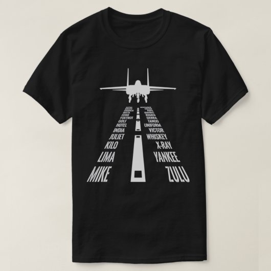 Flying F15 Eagle Pilot Landing Phonetic Alphabet R T-shirt (Design voorkant)