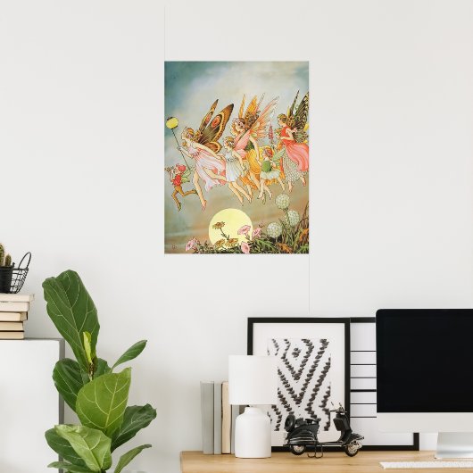 Flying Fairies Whimsical Magical Fairytal Poster (Thuiskantoor)