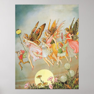 Flying Fairies Whimsical Magical Fairytal Poster