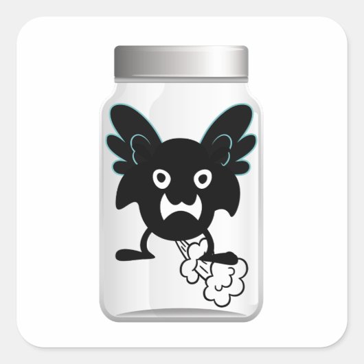 Flying Fart Monster in a Jar Vierkante Sticker (Voorkant)