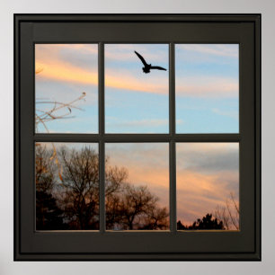 Flying Faux Window Illusion 24x24 Black Poster
