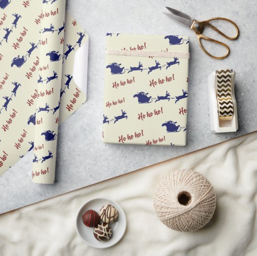 Flying Feestelijke Fun Santa Sleigh Reinders Naadl Cadeaupapier (Crafts)