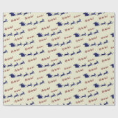 Flying Feestelijke Fun Santa Sleigh Reinders Naadl Cadeaupapier (Vlak)