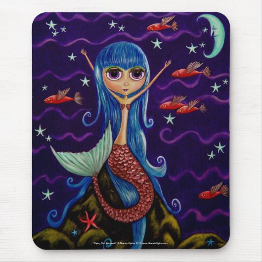 Flying Fish Mermaid Mousepad Muismat (Voorkant)