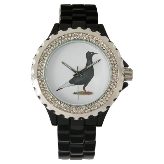 Flying Flight Black Pet Pigeon Horloge (Voorkant)