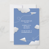 flying folded paper airplanes any childs birthday aankondiging (Achterkant)