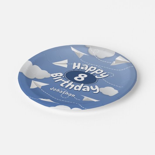 flying folded paper airplanes childrens birthday papieren bordje (Gekanteld)