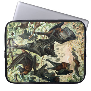  Flying Fox Bat Black Science Illustratie Laptop Sleeve