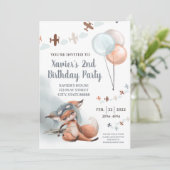 Flying Fox Birthday Party Invitation Kaart (Staand voorkant)