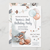 Flying Fox Birthday Party Invitation Kaart (Voorkant / Achterkant)
