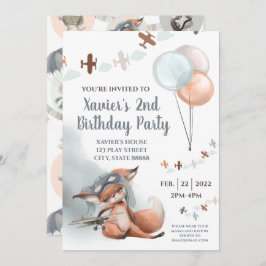 Flying Fox Birthday Party Invitation Kaart