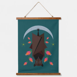 Flying Fox Blauwgroen houten tapijt met toppen Hangend Wandkleed