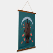 Flying Fox Blauwgroen houten tapijt met toppen Hangend Wandkleed (Gebogen)