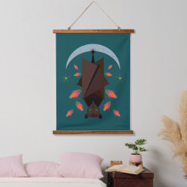 Flying Fox Blauwgroen houten tapijt met toppen Hangend Wandkleed